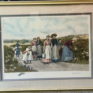 Berry Pickers Framed Aquatint Etching